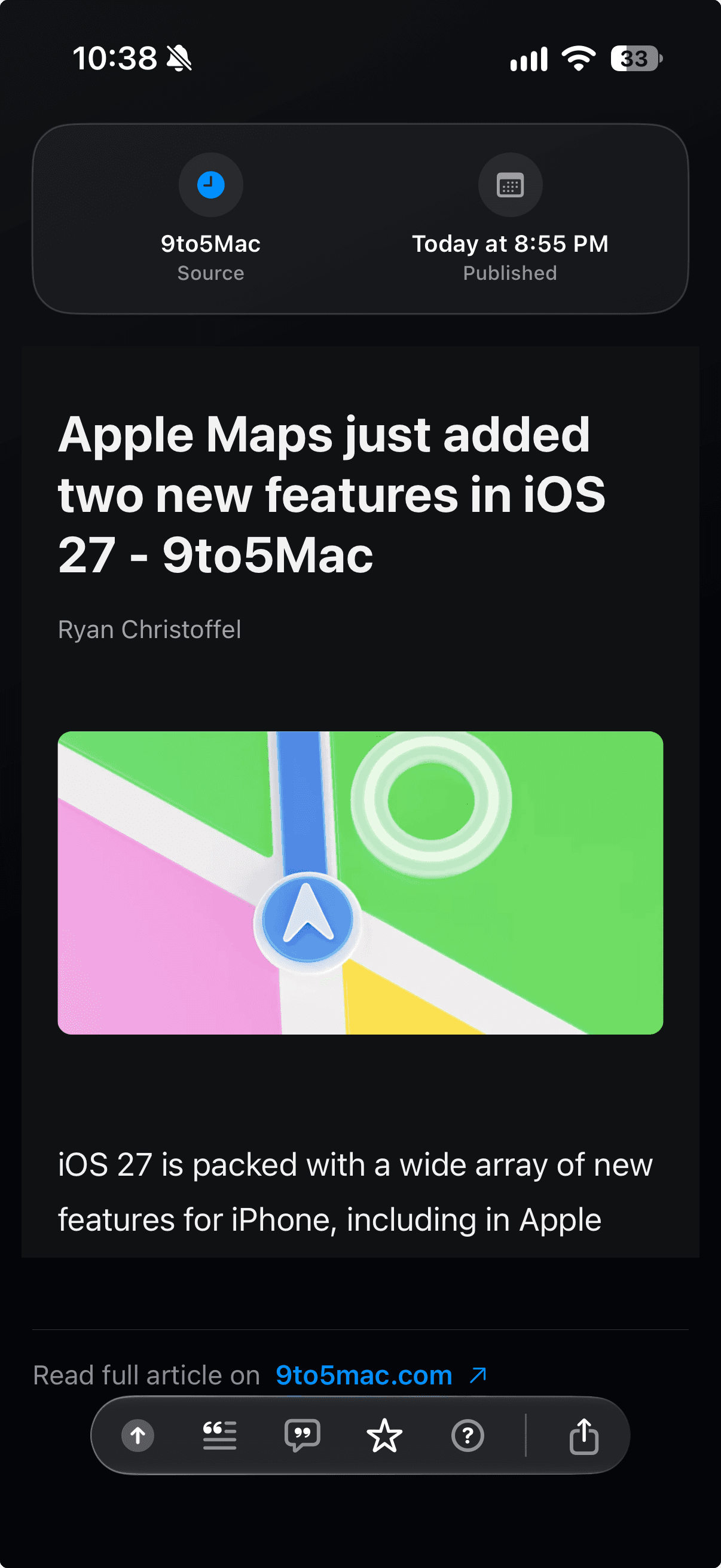 RSSum on iPhone: article reader