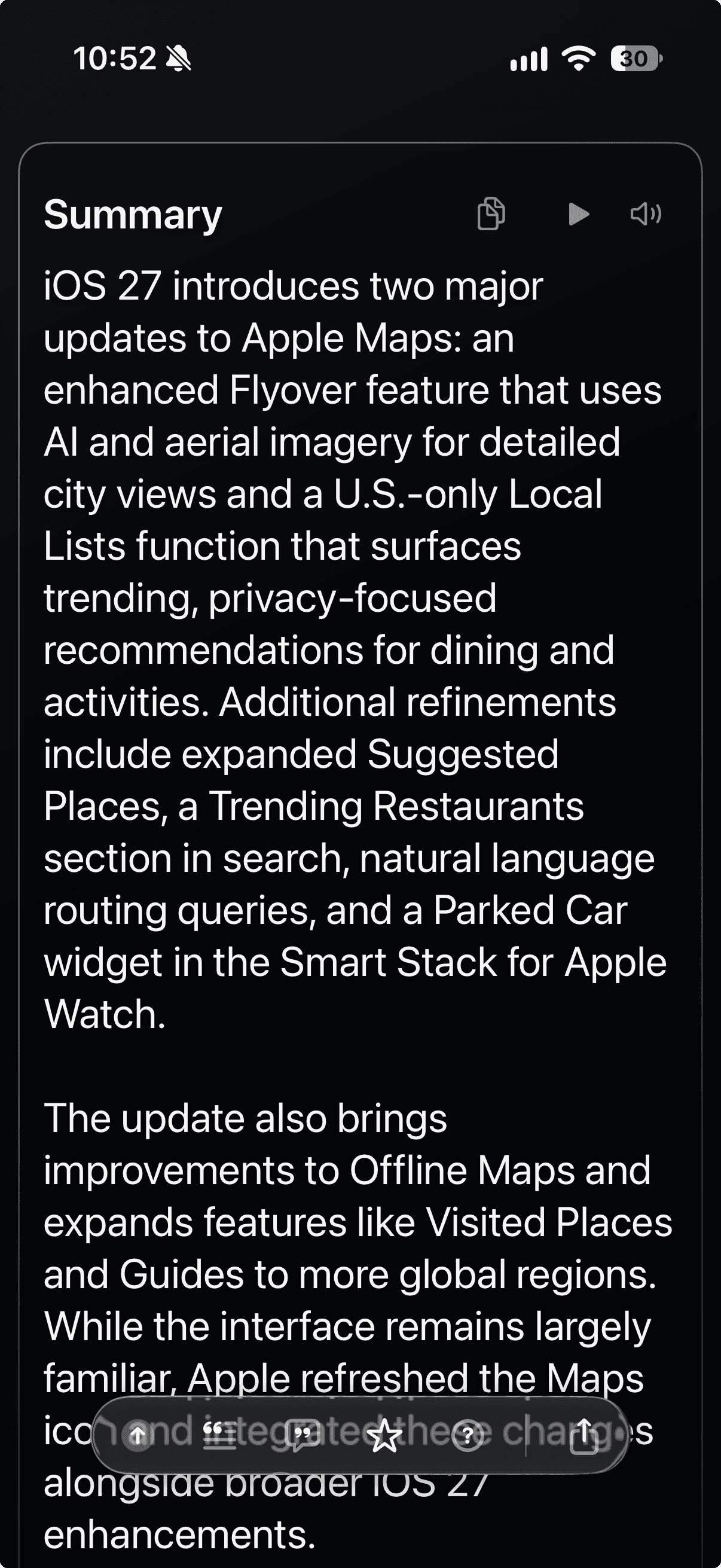 RSSum on iPhone: article summary