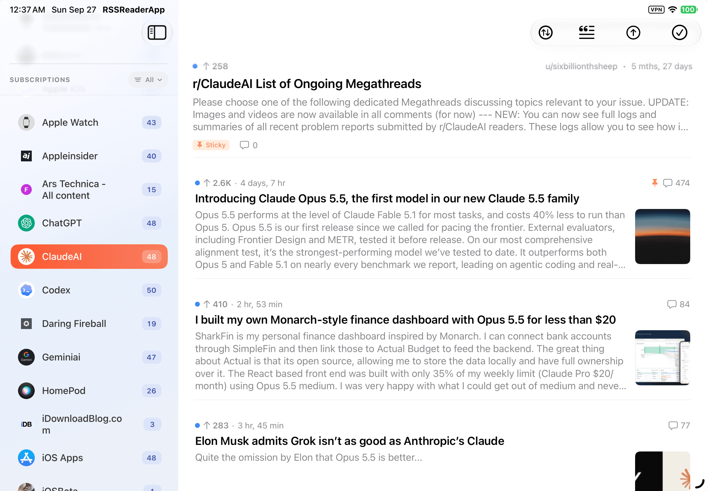 RSSum: reddit feed